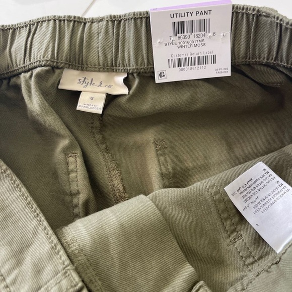 Bade Style & co. olive green size 6  high rise utility joggers NWT new - Picture 6 of 6
